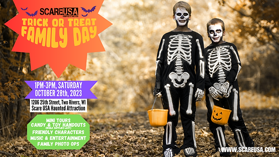 Scare USA Haunted Attraction, Trick or Treat Family Day Event, Two Rivers, Wisconsin